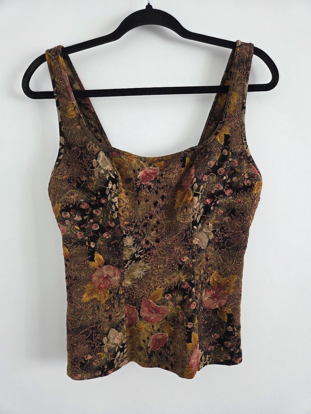 Papillon Blanc Brown Autumn Floral Tank Top Bodice XL